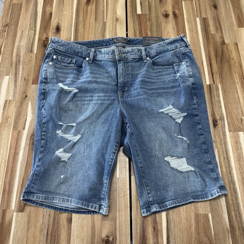 Torrid Mid Rise Bermuda Shorts Womens 20 Blue Denim Vintage Stretch Jean NWT